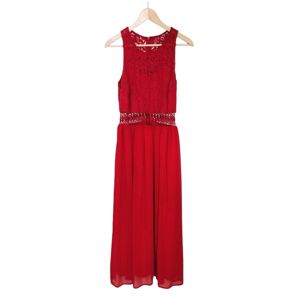 Sugarlips red lace cutout maxi dress size medium - Picture 9 of 9